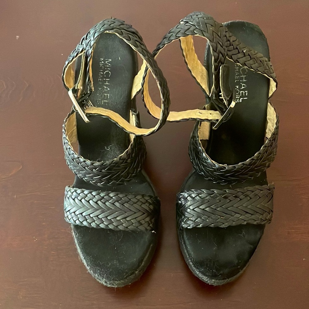 Black Braided Wedges Michael Kors